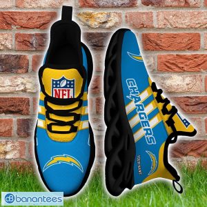 Custom Name Los Angeles Chargers Running Sneakers Striped Style Max Soul Shoes For Fans Product Photo 5