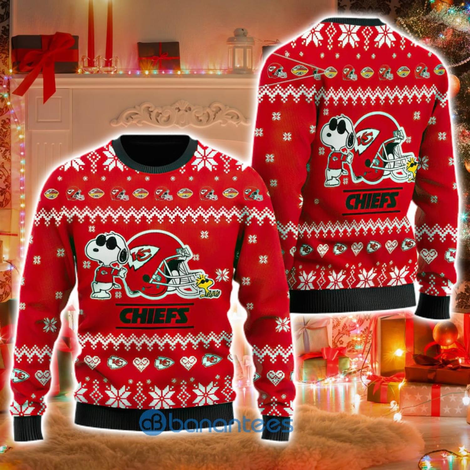 Kansas City Chiefs Cute Snoopy Football Helmet Ugly Christmas Sweater Cute  Christmas Gift - Banantees