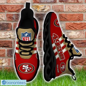 Custom Name San Francisco 49ers Running Sneakers Striped Style Max Soul Shoes For Fans Product Photo 5