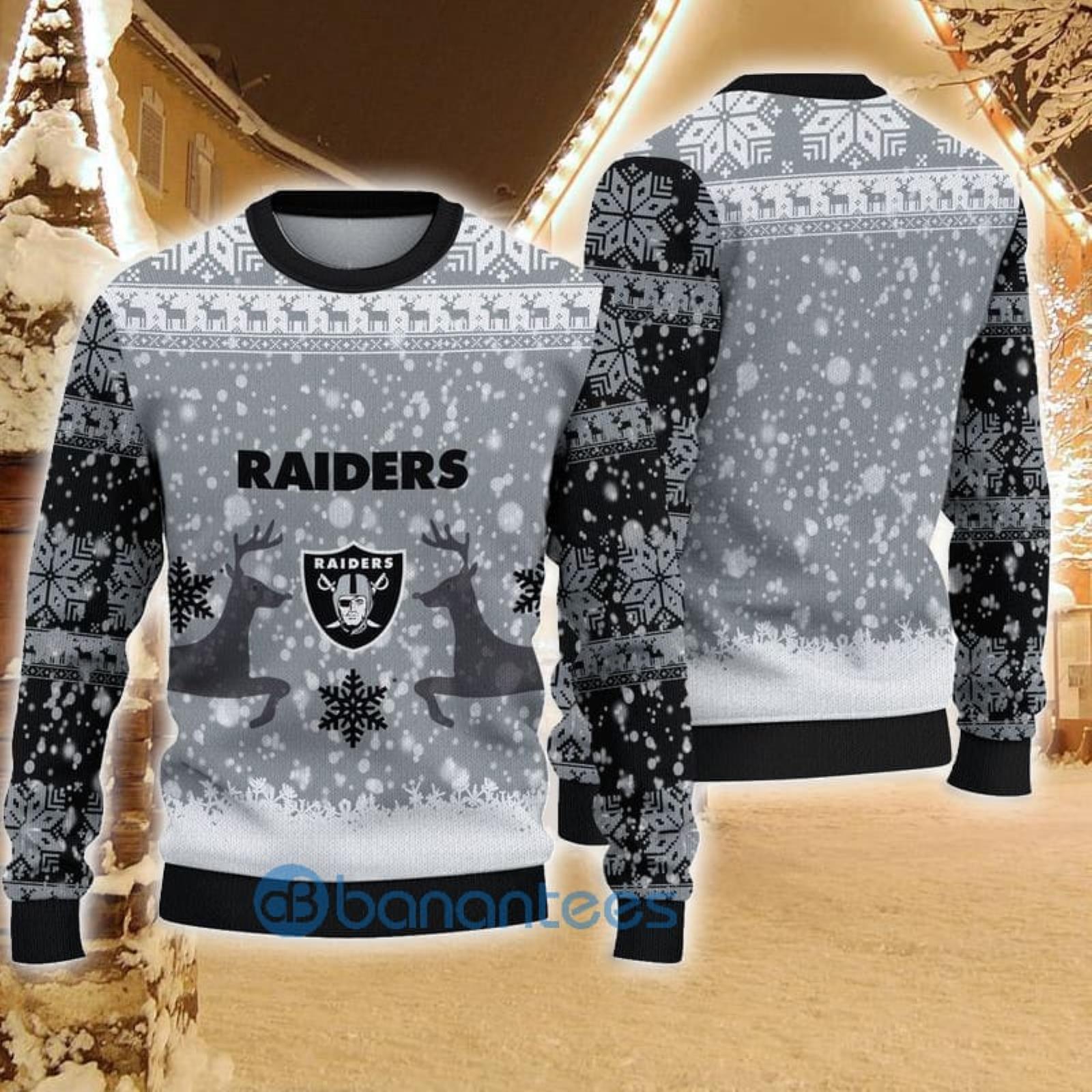 Las Vegas Raiders Christmas Reindeers Pattern Ugly Christmas