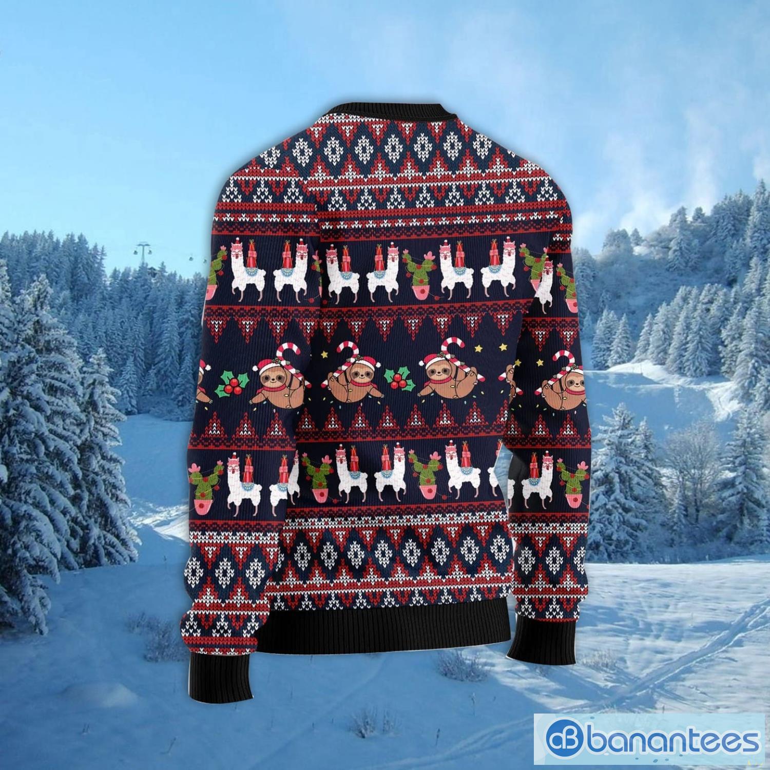Llama Sloth Make Christmas Happy Again Ugly Christmas Sweater Family Noel Gift Product Photo 2