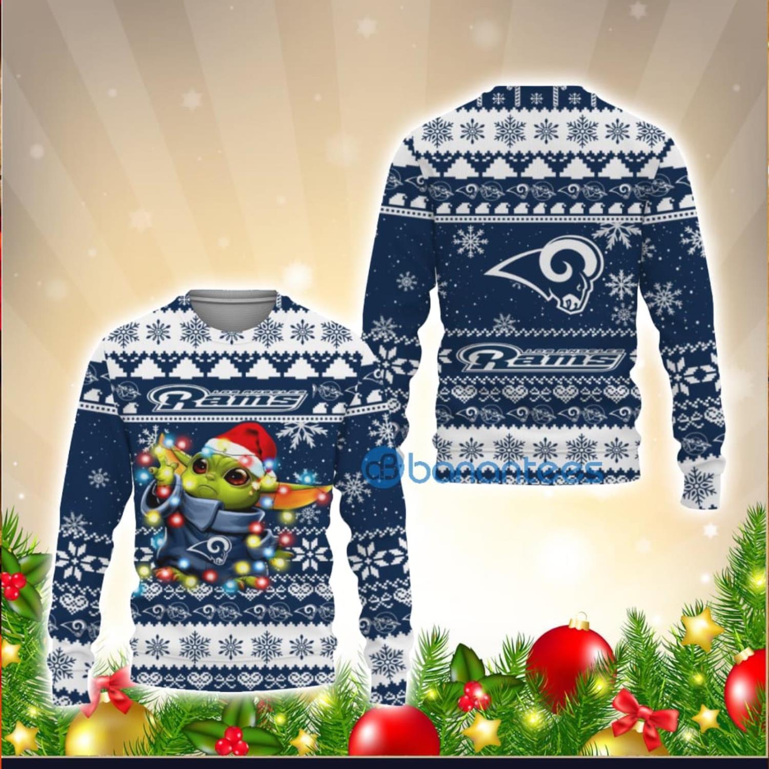 Los Angeles Rams Basic Pattern Ugly Christmas Sweater - Banantees