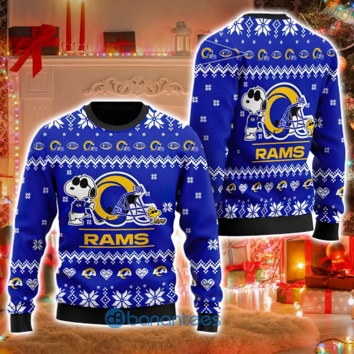 Los Angeles Rams Cute Snoopy Football Helmet Ugly Christmas Sweater Cute  Christmas Gift - Banantees