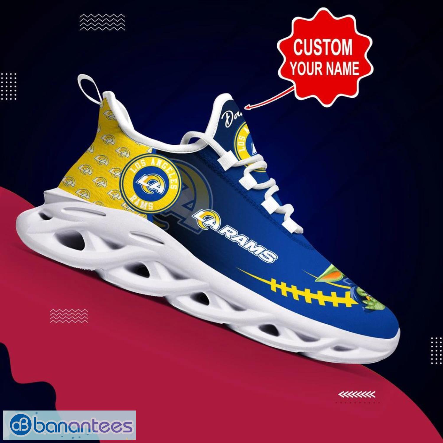 Los Angeles Rams NFL Max Soul Shoes Custom Name Yoda Lover Gift Running Sneakers Product Photo 2