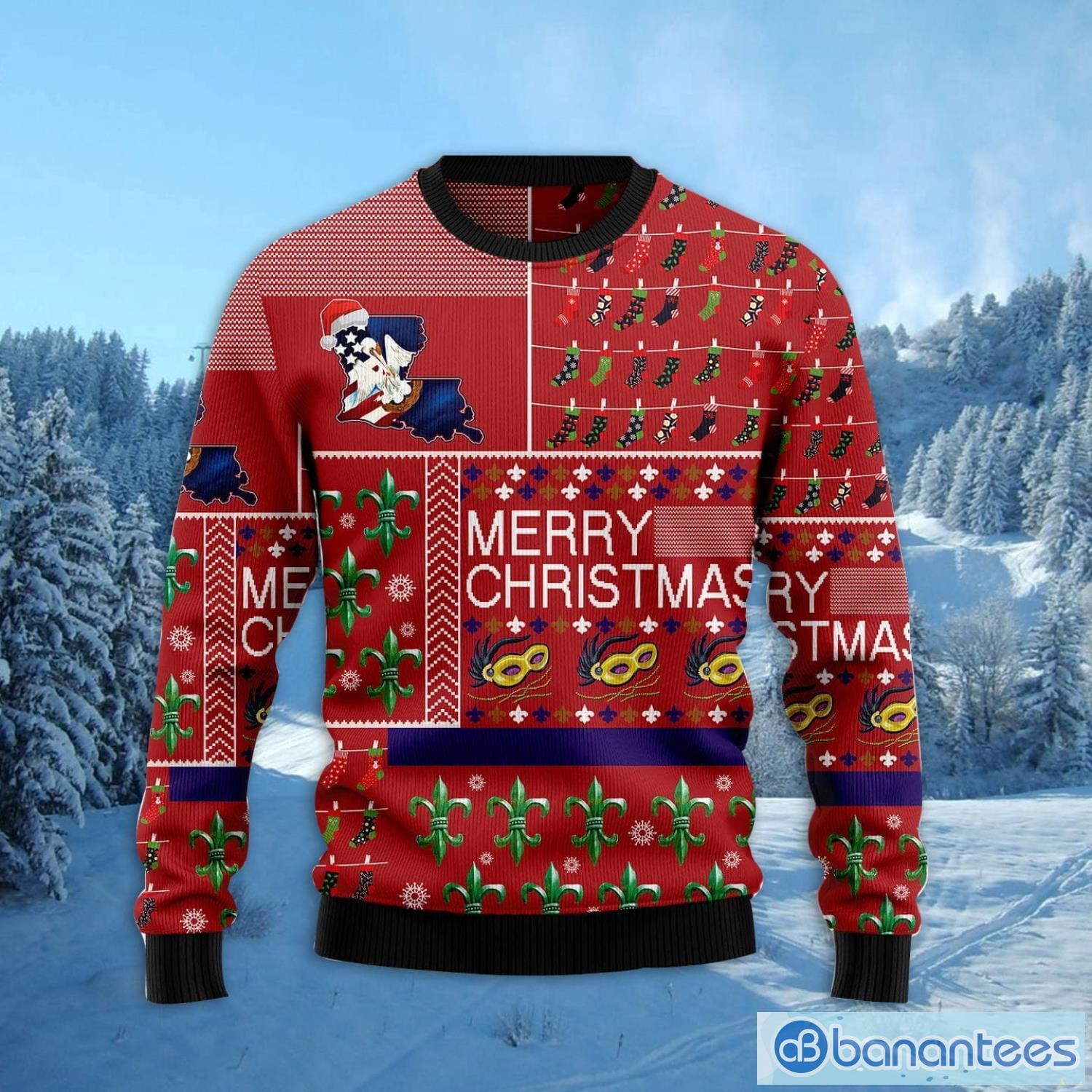 Louisiana Merry Christmas Ugly Christmas Sweater Family Noel Gift Product Photo 2