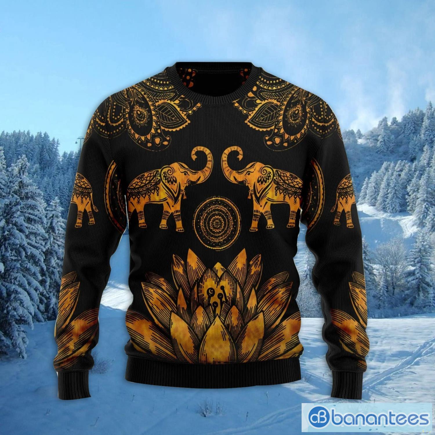 Lovely Gold Elephant Ugly Christmas Sweater Family Noel Gift Product Photo 2