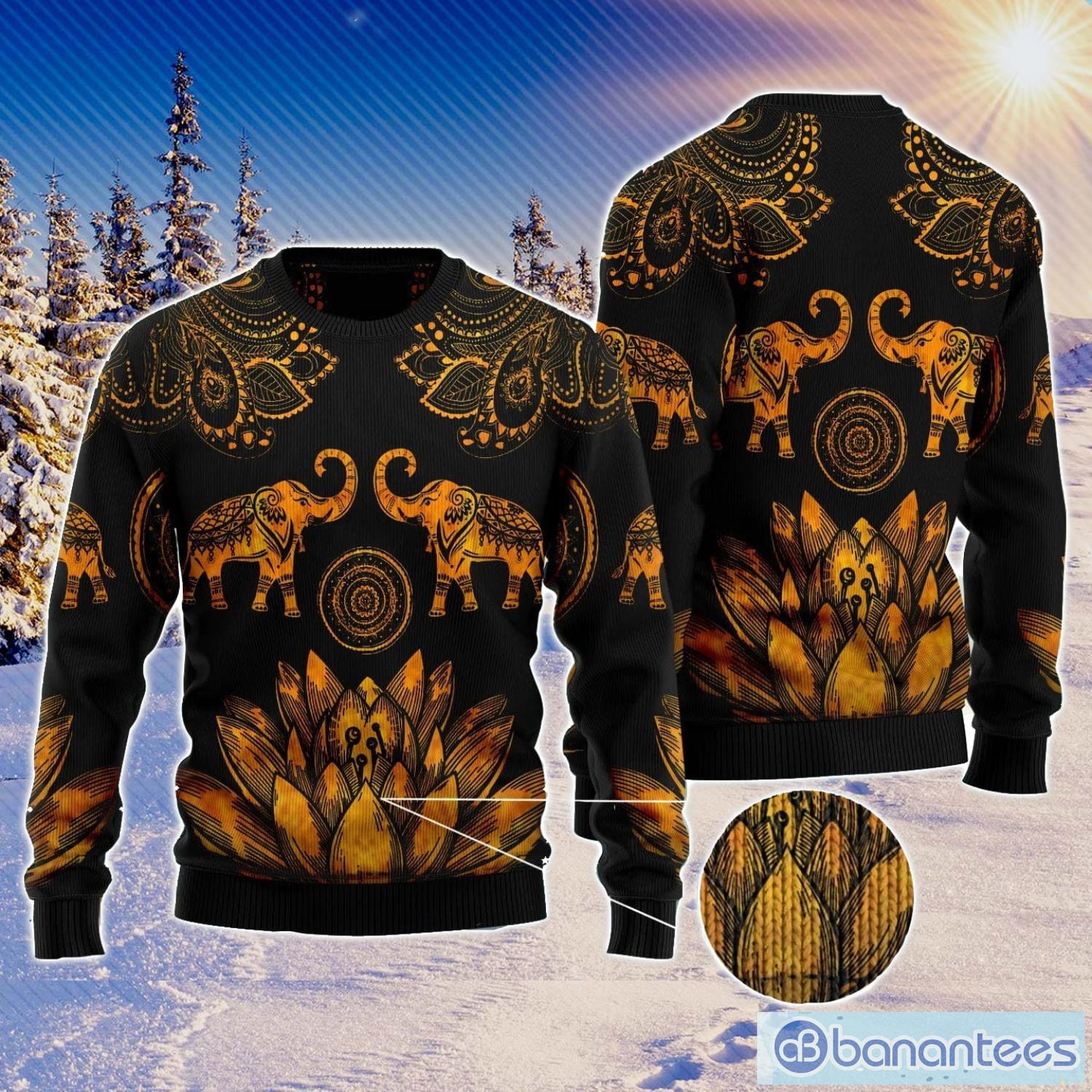 Lovely Gold Elephant Ugly Christmas Sweater Family Noel Gift Product Photo 1