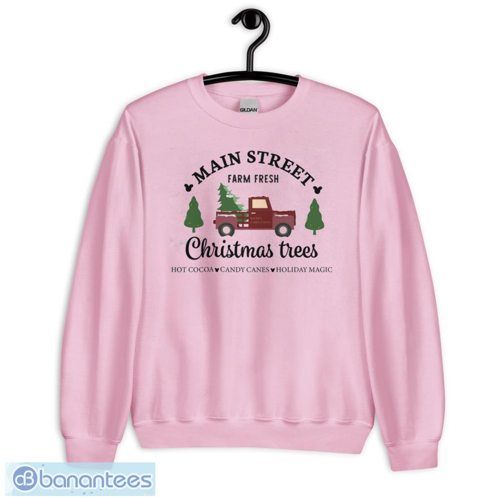 Main Street Christmas Trees Farm Fresh Red Car T-Shirt - Unisex Heavy Blend Crewneck Sweatshirt-1