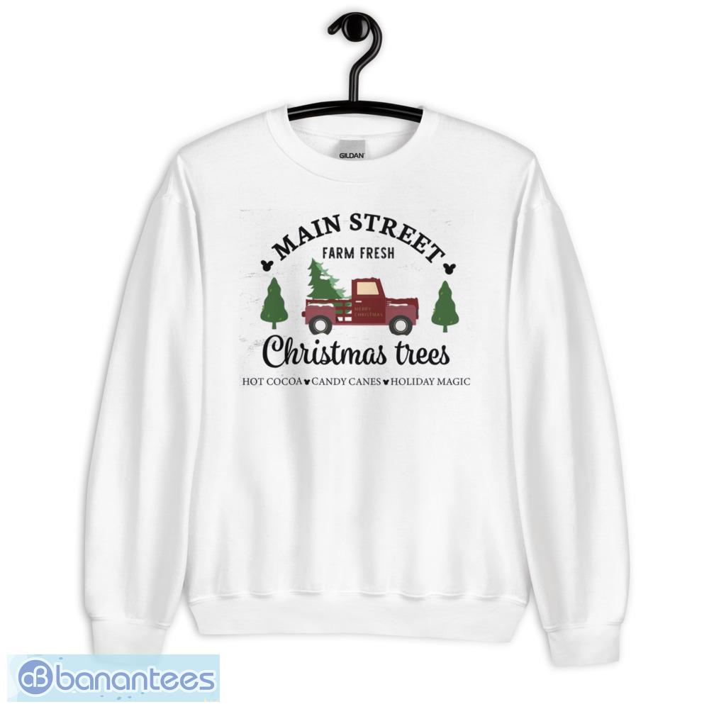 main street christmas trees farm fresh red car t shirt 2 image Main Street Christmas Trees Farm Fresh Red Car T-Shirt - Unisex Heavy Blend Crewneck Sweatshirt-2