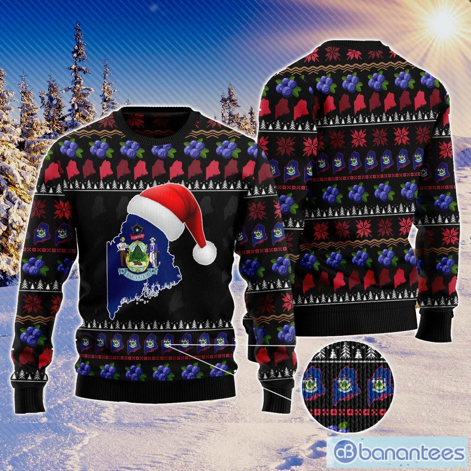 Maine Christmas Ugly Christmas Sweater Family Noel Gift Product Photo 1