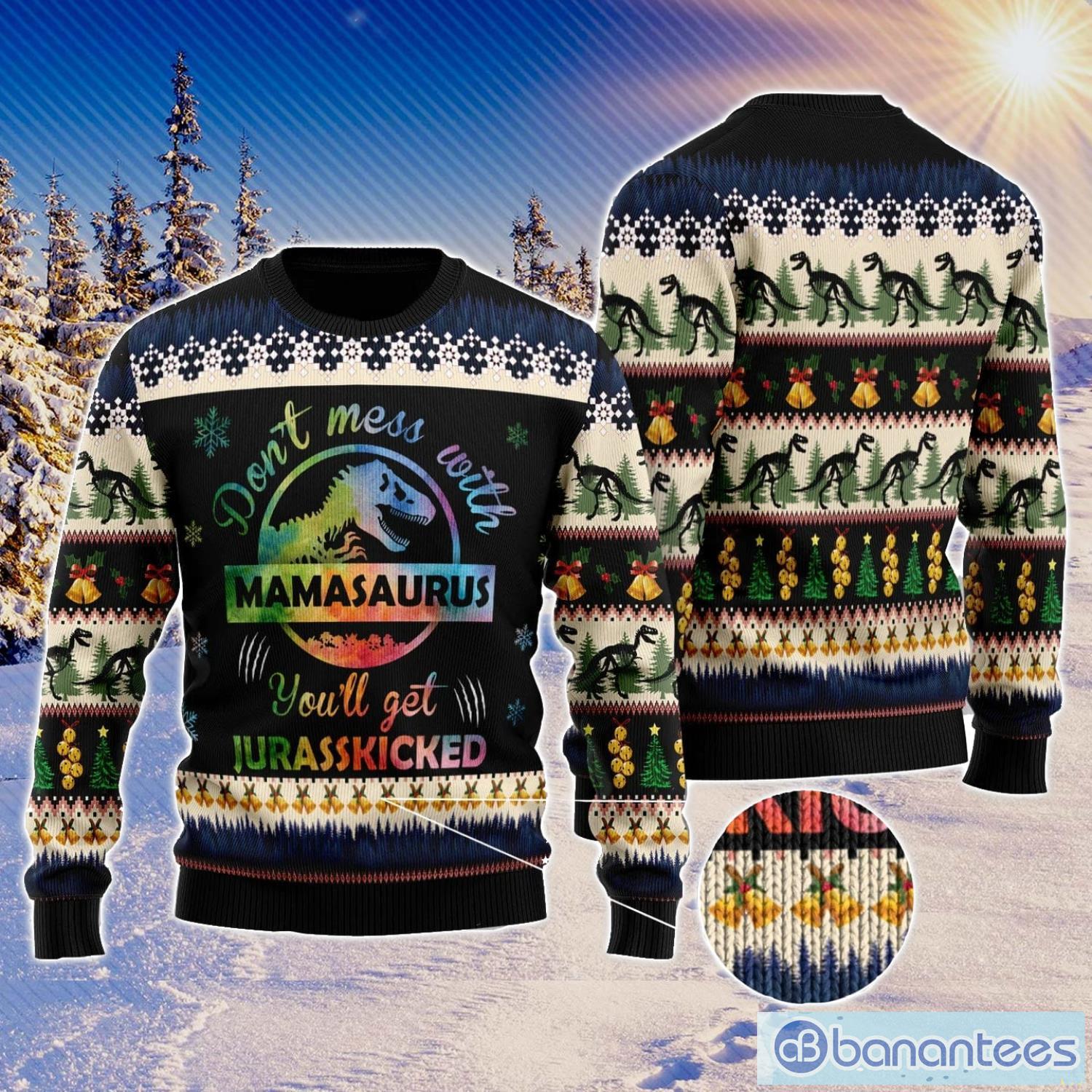 Mamasaurus Ugly Christmas Sweater Family Noel Gift Product Photo 2