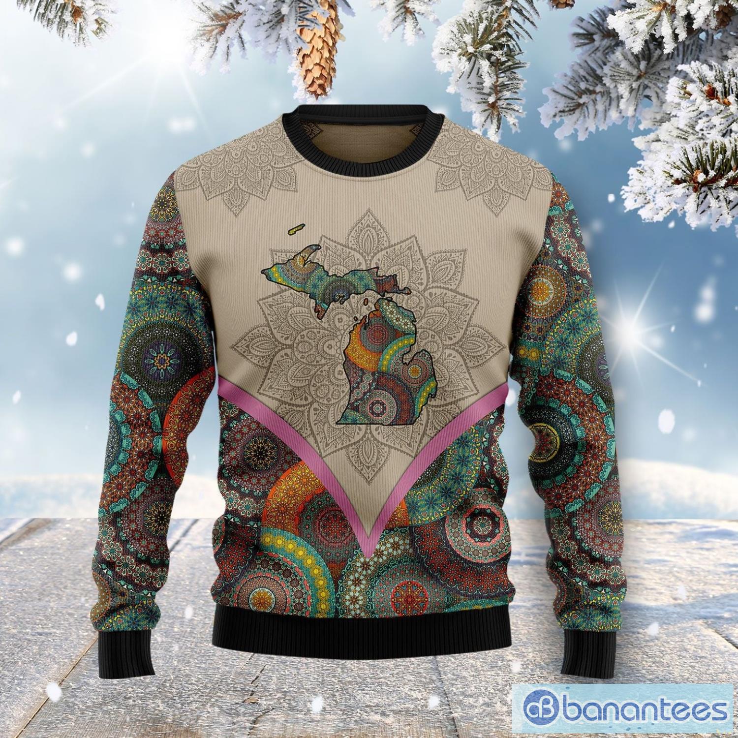 Mandala Michigan Home Ugly Christmas Sweater Family Noel Gift Product Photo 2