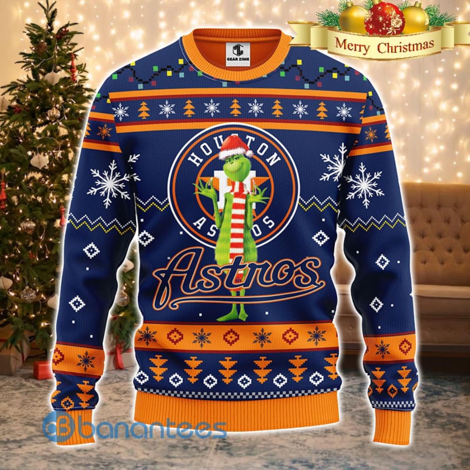 Men And Women Christmas Gift MLB Houston Astros Logo With Funny Grinch 3D Ugly  Christmas Sweater For Fans - Banantees