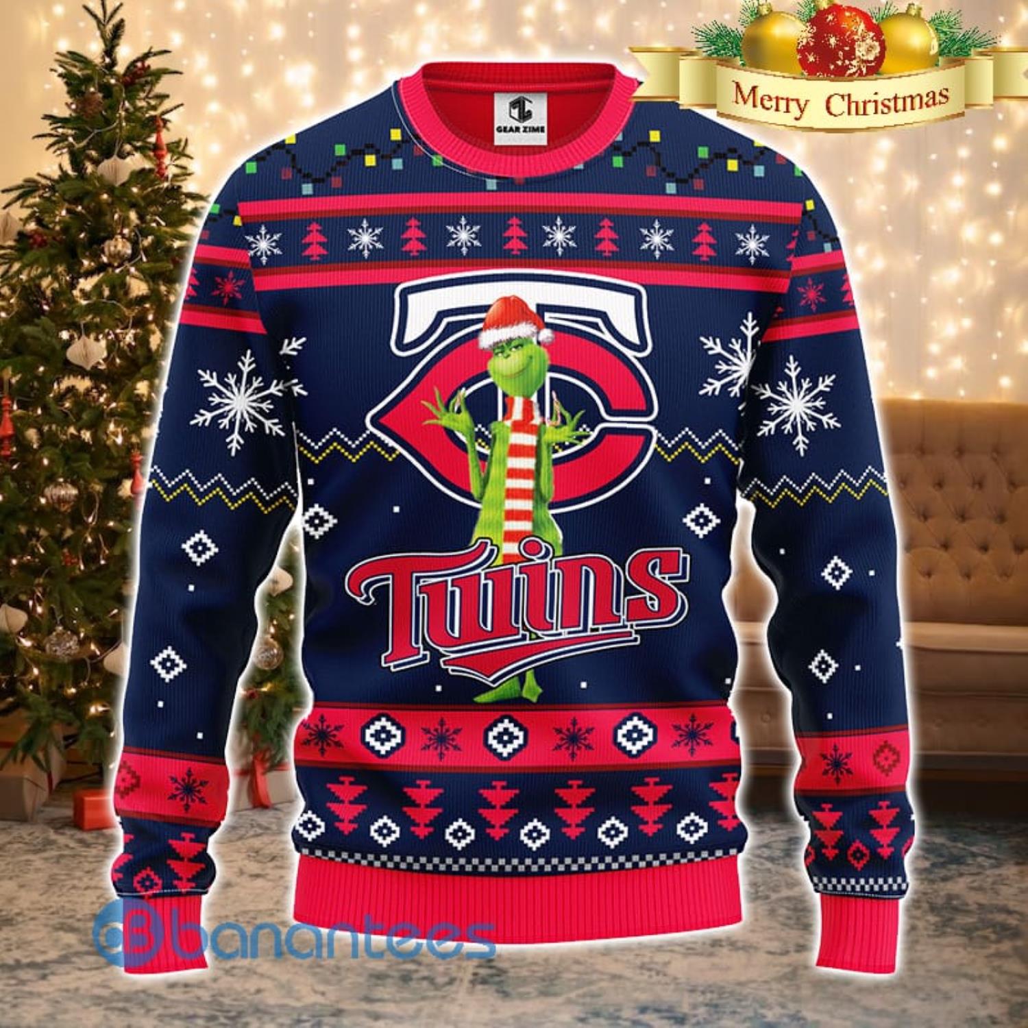 Men And Women Christmas Gift MLB Minnesota Twins Logo With Funny Grinch 3D  Ugly Christmas Sweater For Fans - Banantees