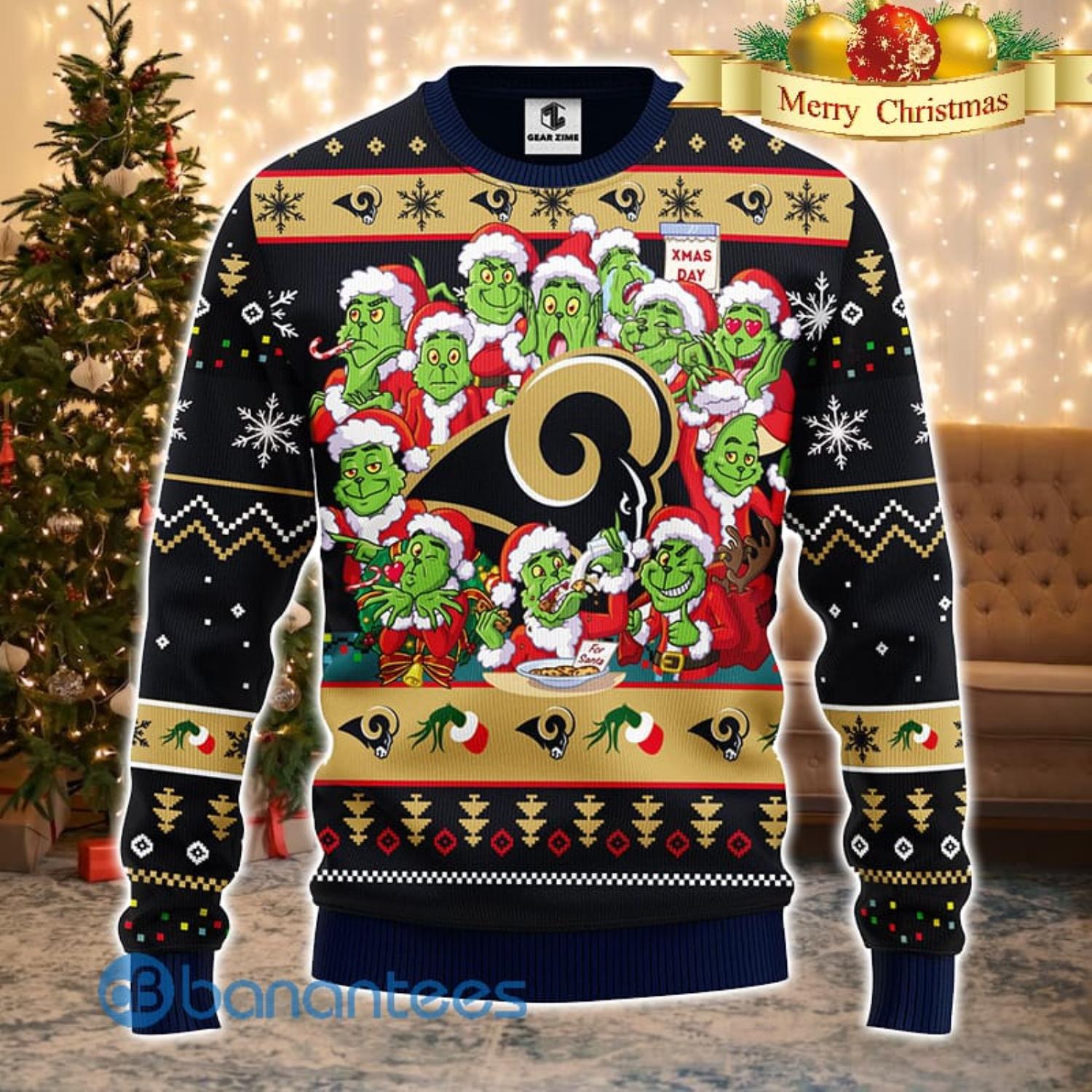 Cute Grinch American Football Los Angeles Rams Ugly Christmas Sweater