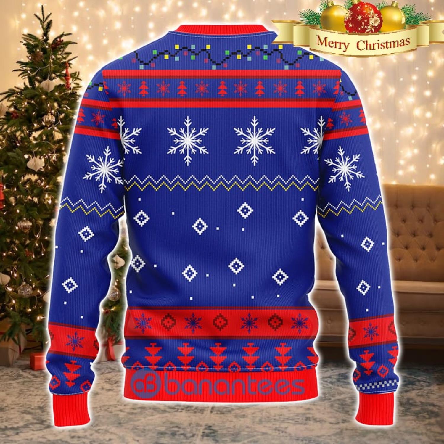 Men And Women Christmas Gift NHL New York Rangers Logo With Funny Grinch 3D Ugly Christmas Sweater For Fans Product Photo 2