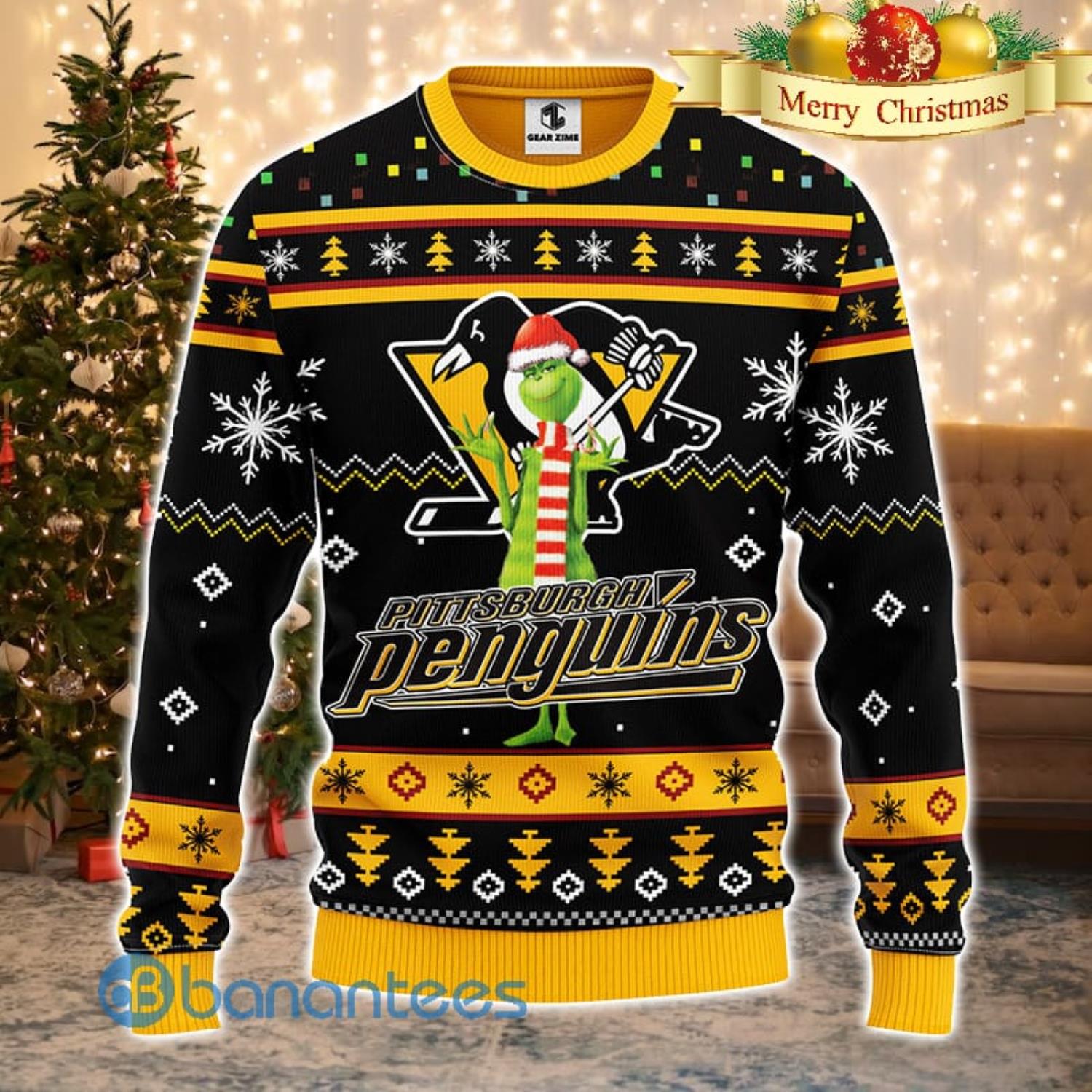 Christmas Gift NHL Pittsburgh Penguins Logo With Funny Grinch Ugly  Christmas Sweater For Fans