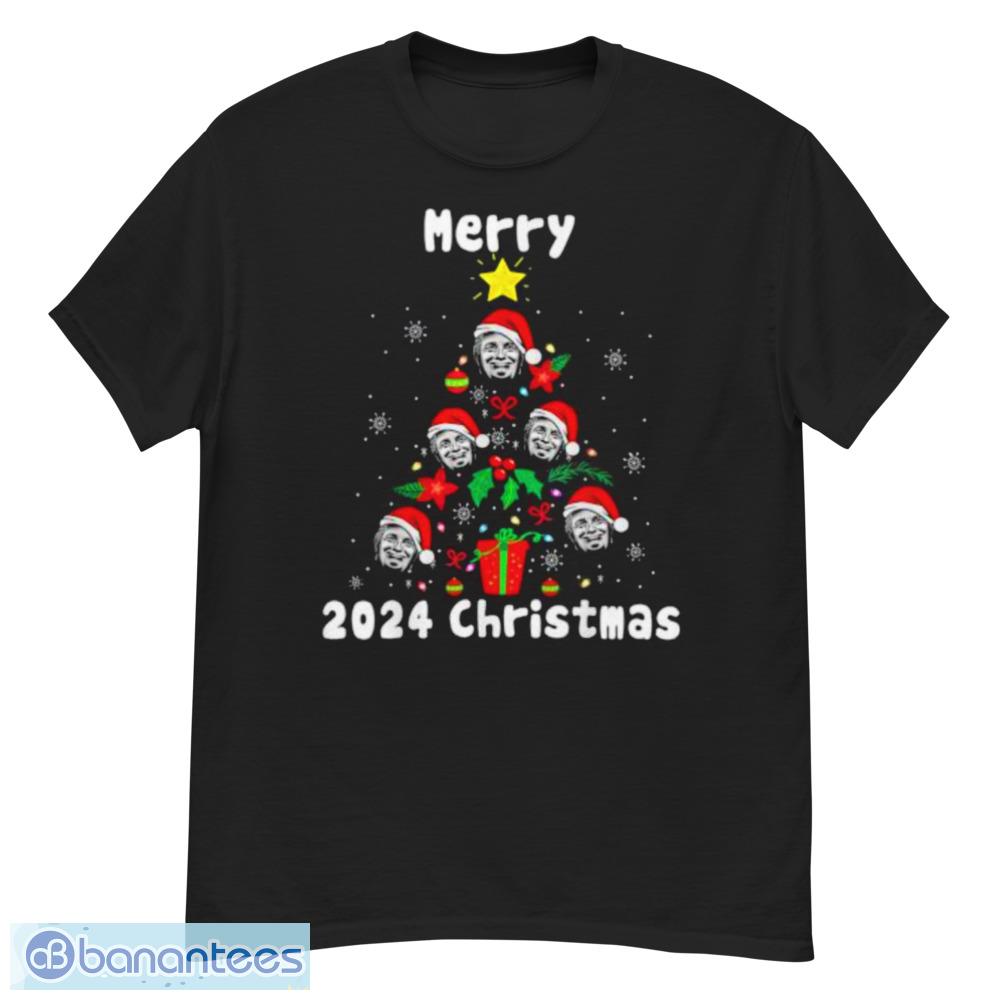 Merry 2024 Christmas With Donald Trump Santa Hat Tree Christmas Shirt - G500 Men’s Classic T-Shirt