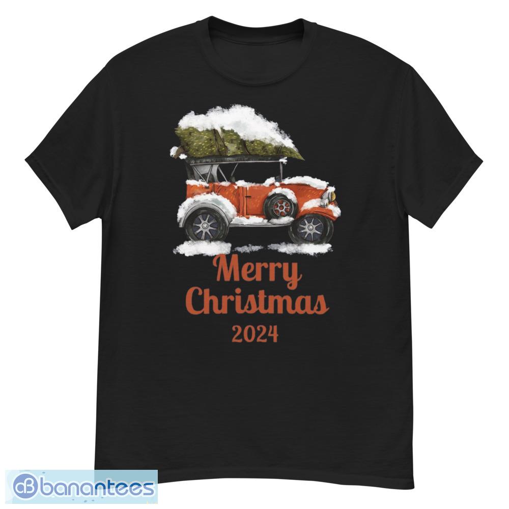 Merry Christmas 2024 Red Car And White Cloudy Christmas T-Shirt - G500 Men’s Classic T-Shirt
