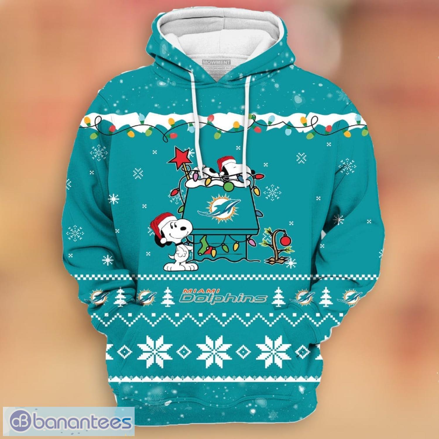 A Happy Christmas With Miami Dolphins Snoopy T-Shirt - T-shirts Low Price