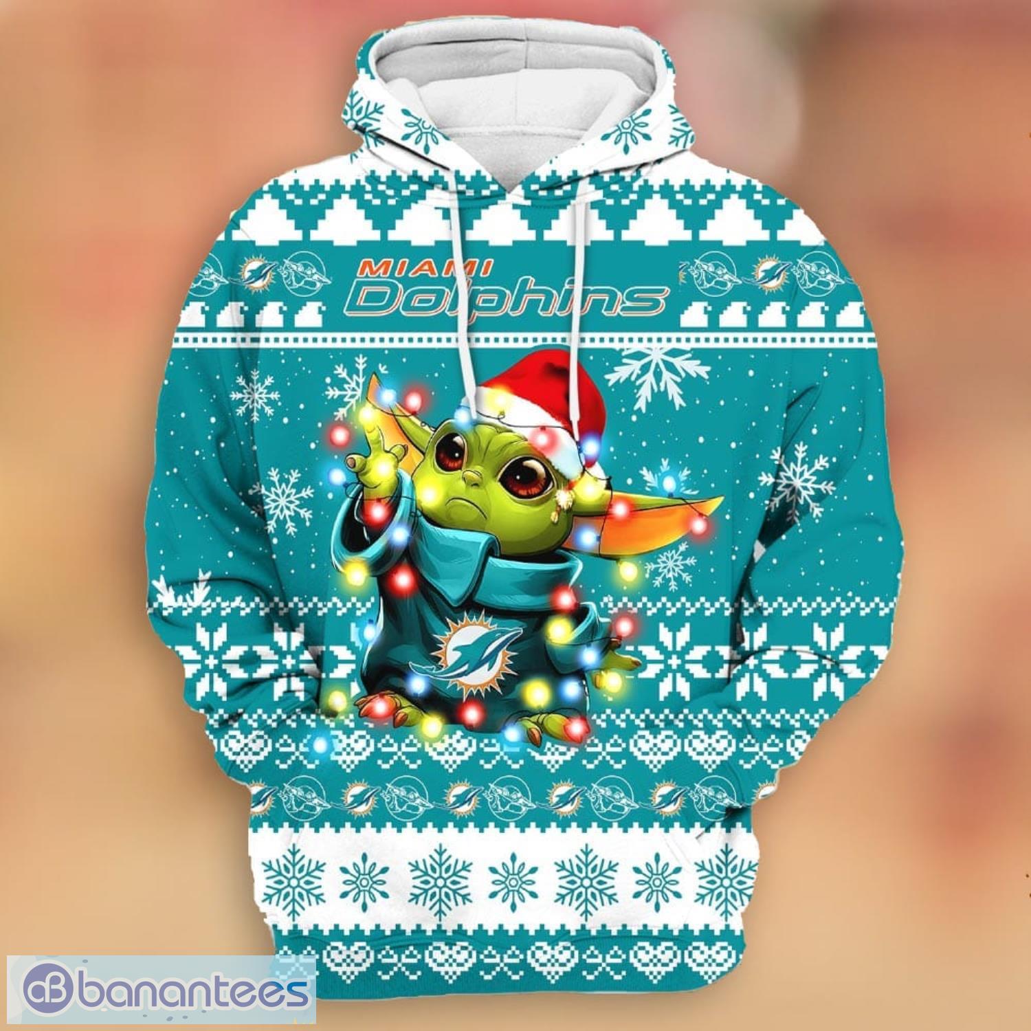 Miami Dolphins Baby Yoda Star Wars Lover 3D Hoodie Christmas Gift