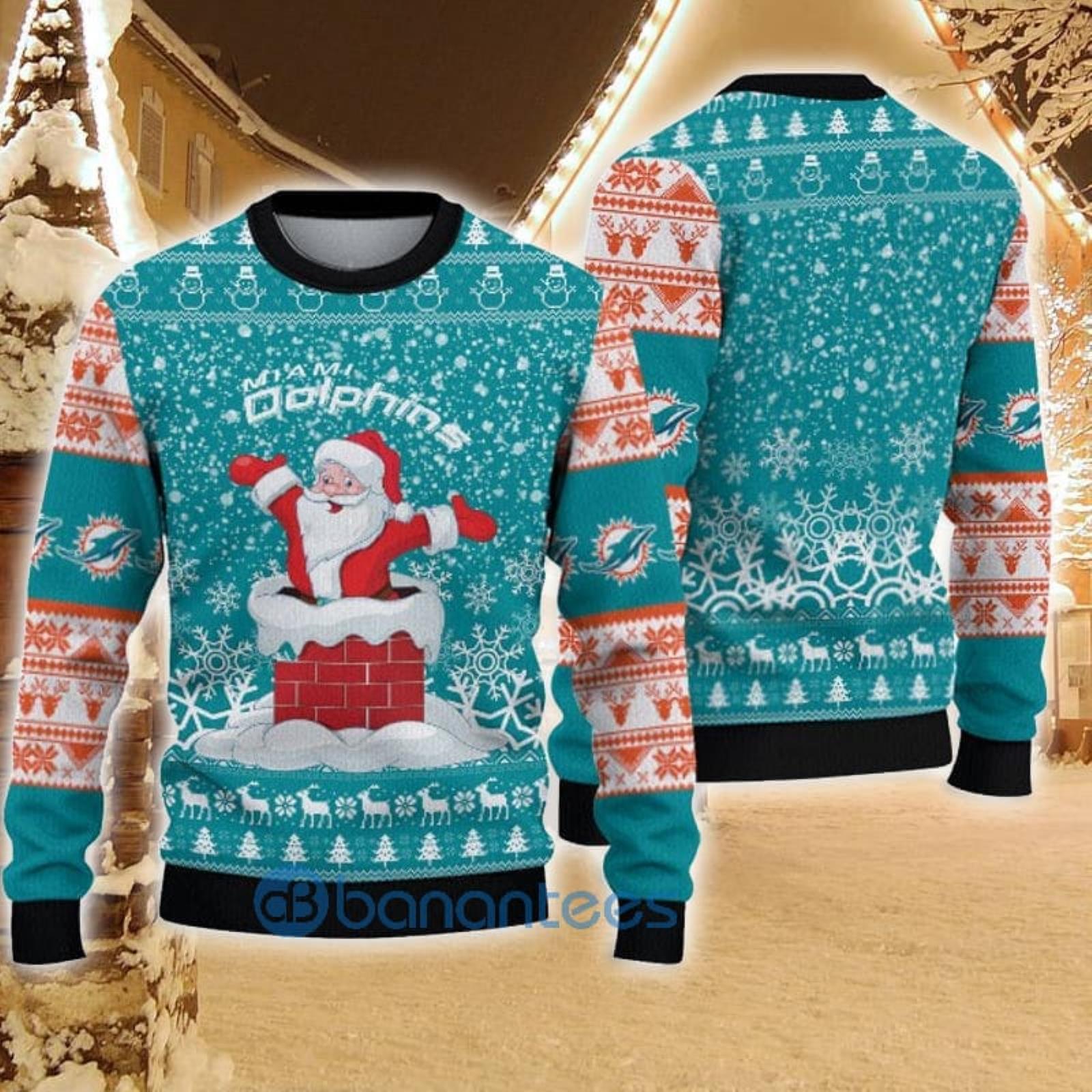 Sweater Snow Team Logo Miami Dolphins Ugly Christmas Sweater - Banantees