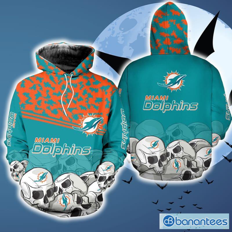 Miami Dolphins 3D Hoodie Halloween pumpkin skull print Gift For Mens -  Banantees