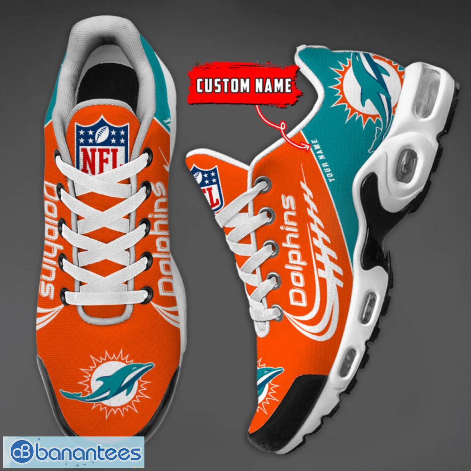 Custom Name Miami Dolphins NFL Logo Air Cushion Sports Shoes Men Women -  Banantees