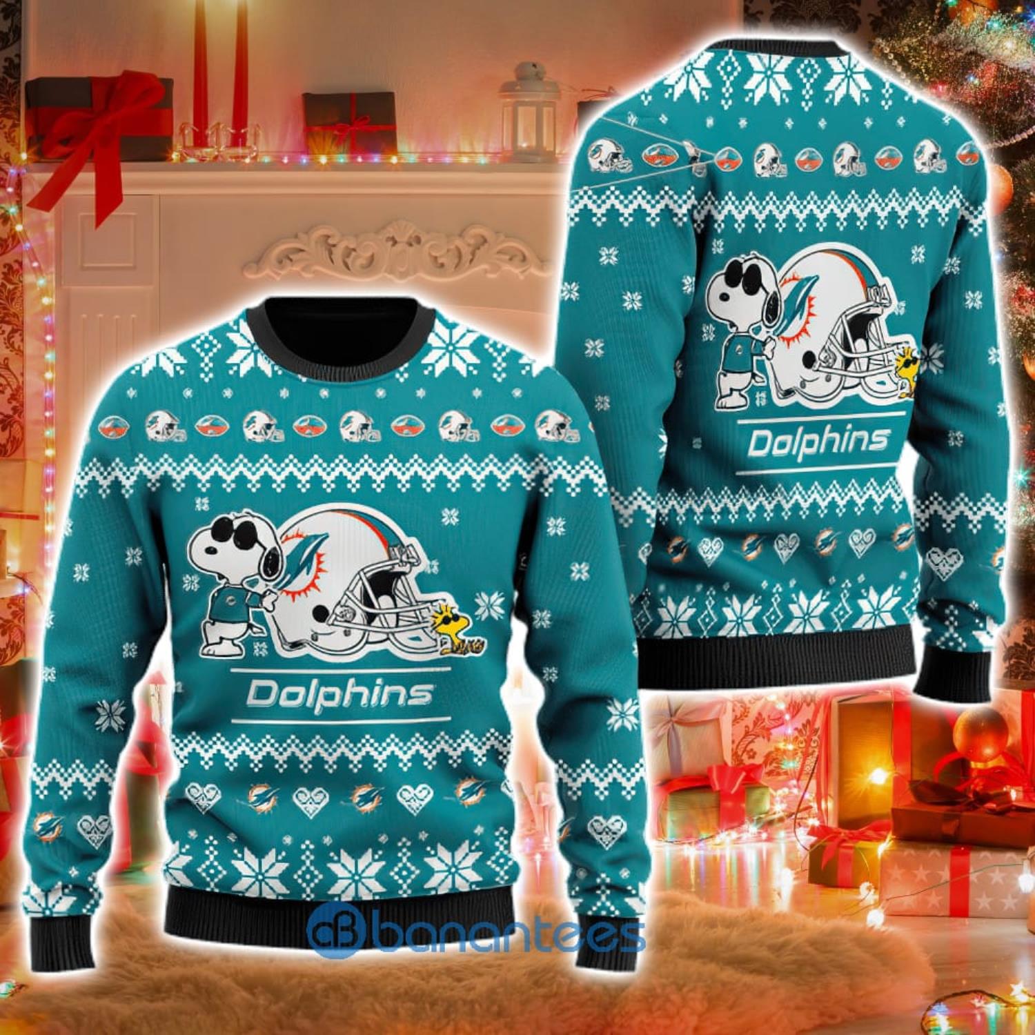 Miami Dolphins Sports Football American Ugly Christmas Sweater New