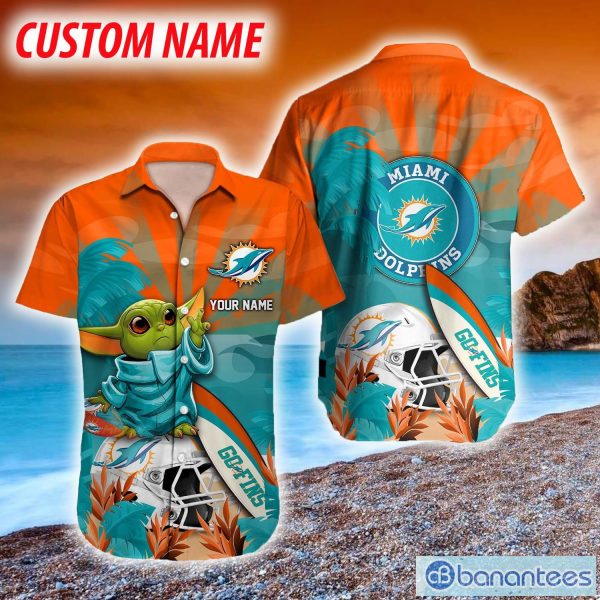 Custom Name For Fans Miami Dolphins NFL Baby Yoda Lover Tropical Hawaiian  Shirt