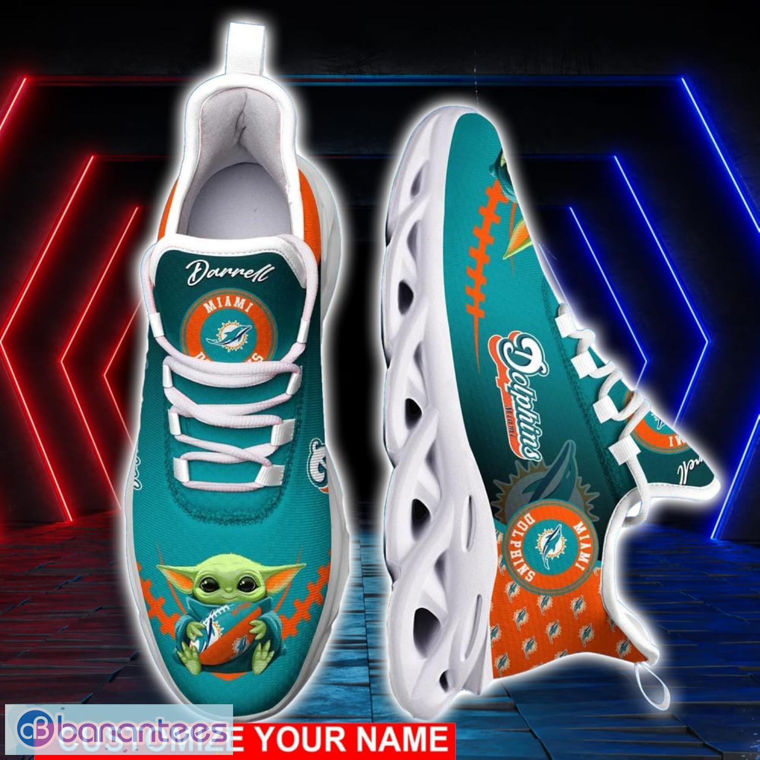 Miami Dolphins NFL Max Soul Shoes Custom Name Yoda Lover Gift Running Sneakers Product Photo 2