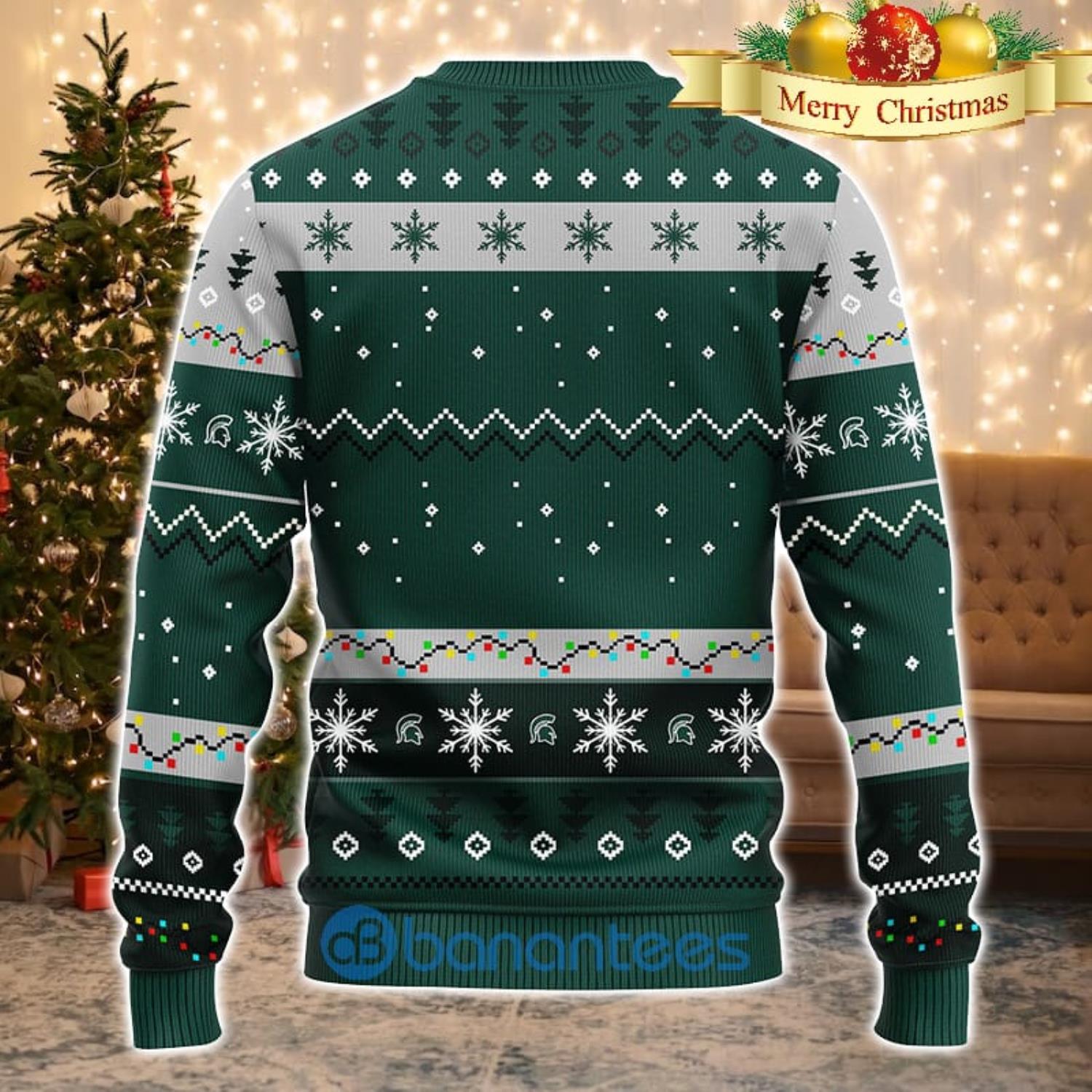 Michigan State Spartans NCAA Team Dabbing Santa Claus Funny Men And Women Christmas Gift 3D Ugly Christmas Sweater Product Photo 2