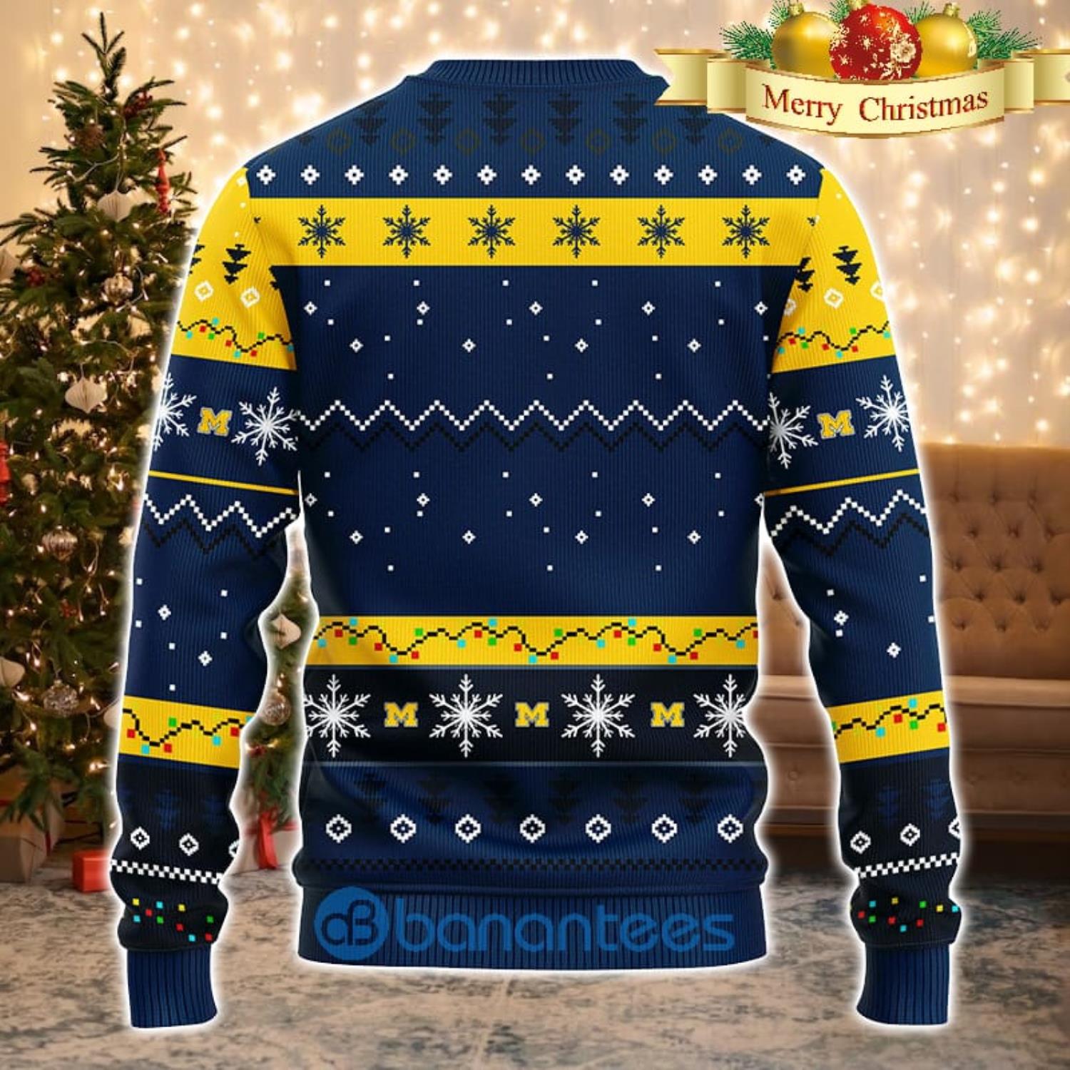 Michigan Wolverines NCAA Team Dabbing Santa Claus Funny Men And Women Christmas Gift 3D Ugly Christmas Sweater Product Photo 2