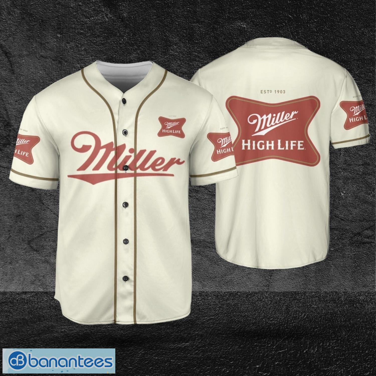 Miller Lite White Baseball Jersey Shirt, Jersey gift For Men