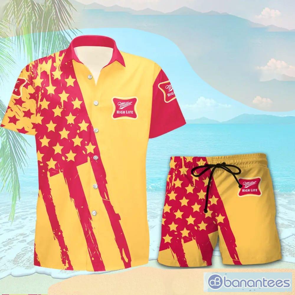 Aloha Independence Day Miller Lite USA Flag Hawaiian Shirt And Shorts Men  And Women Gift - Banantees