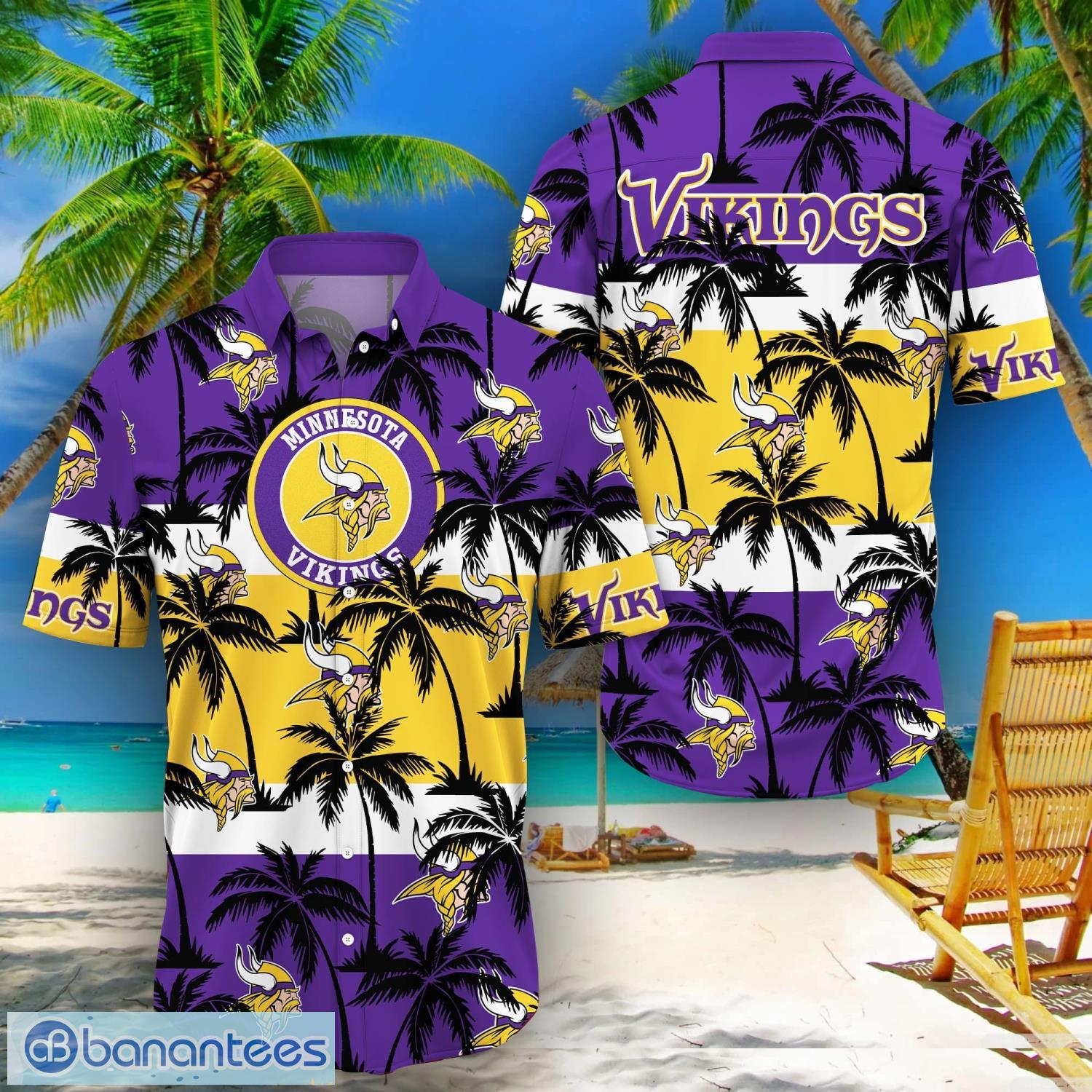 Minnesota Vikings NFL And Tropical Pattern Aloha Hawaii Style 3D T-Shirt -  Banantees