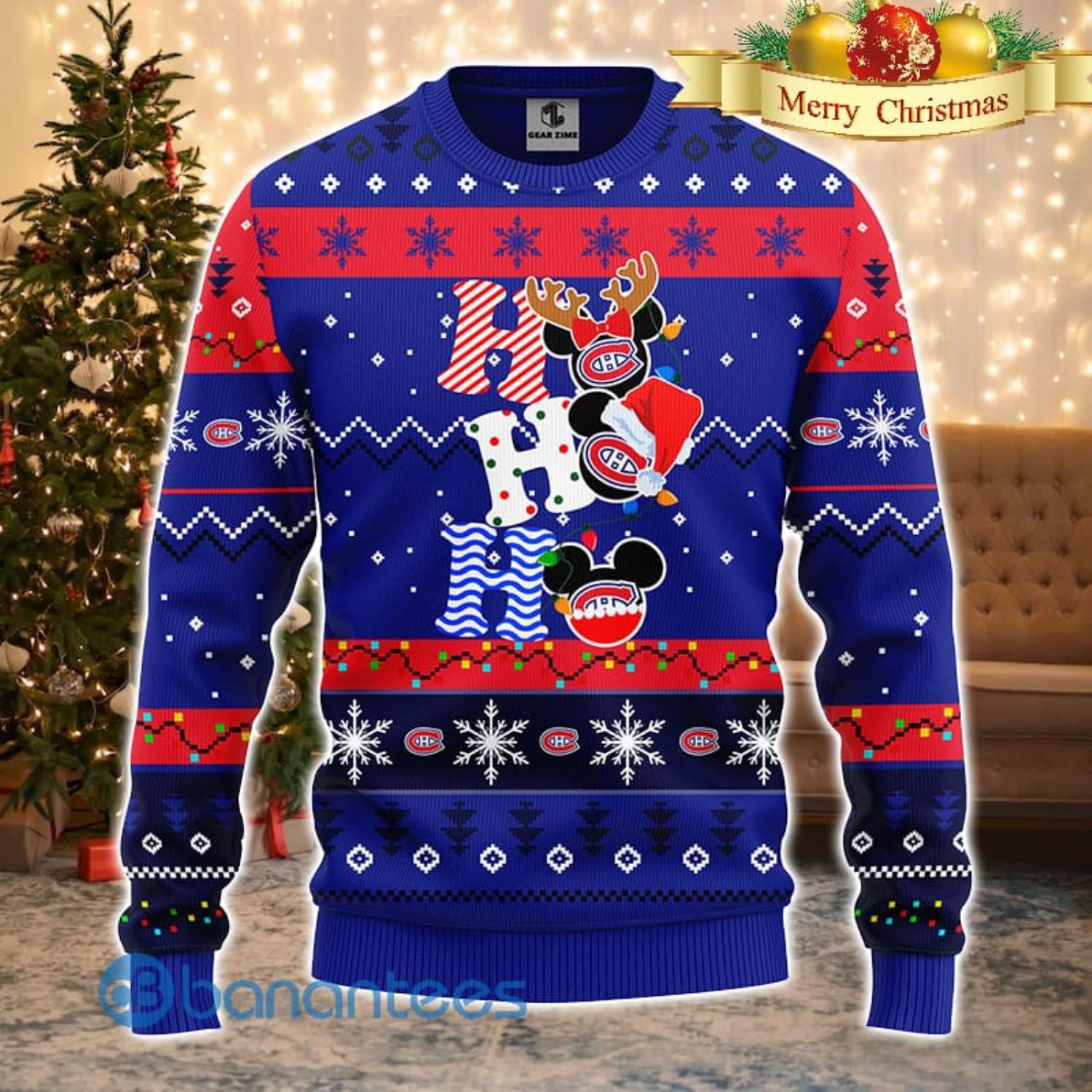 Montreal Canadians NHL Team HoHoHo Mickey Funny Men And Women Christmas Gift 3D Ugly Christmas Sweater Product Photo 2
