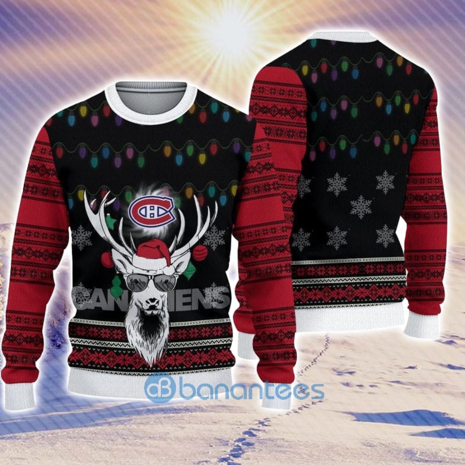 Montreal Canadiens Fans Reindeer Pattern Ugly Christmas Sweater
