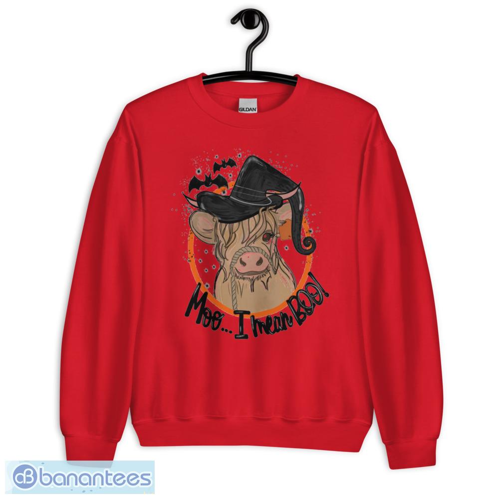 moo i mean boo funny cow funny halloween t shirt 3 image Moo I Mean Boo Funny Cow Funny Halloween T-Shirt - Unisex Heavy Blend Crewneck Sweatshirt