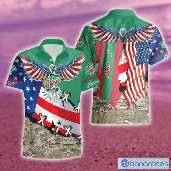 Mountain Dew Eage USA Flag Hawaiian Combo Shirt And Short Gift Hawaiian For Mens - Mountain Dew Eage USA Flag Hawaiian Shirt And Short_2
