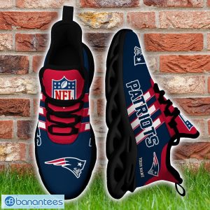 Custom Name New England Patriots Running Sneakers Striped Style Max Soul Shoes For Fans Product Photo 5