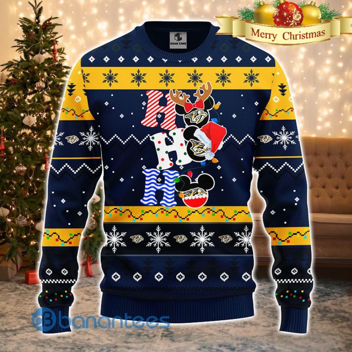 Nashville Predators NHL Team HoHoHo Mickey Funny Men And Women Christmas Gift 3D Ugly Christmas Sweater Product Photo 2