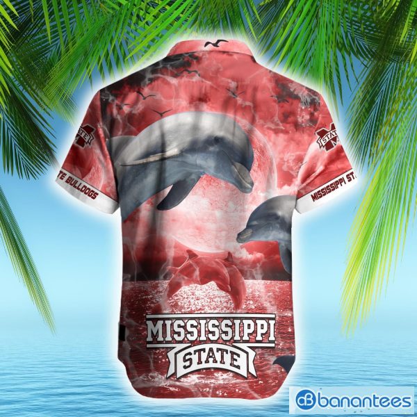 NCAA Mississippi State Bulldogs Hawaiian Shirt Dolphin Funny AOP Gift For Fans Custom Name - Mississippi State Bulldogs NCAA Hawaiian Shirt_3
