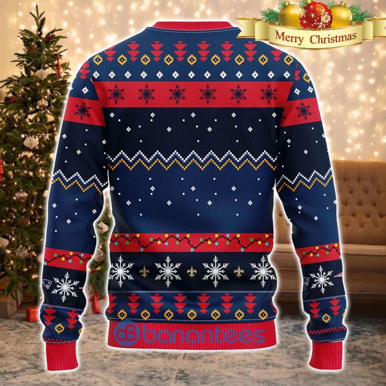 New England Patriots NFL Team Dabbing Santa Claus Funny Men And Women Christmas Gift 3D Ugly Christmas Sweater Product Photo 2