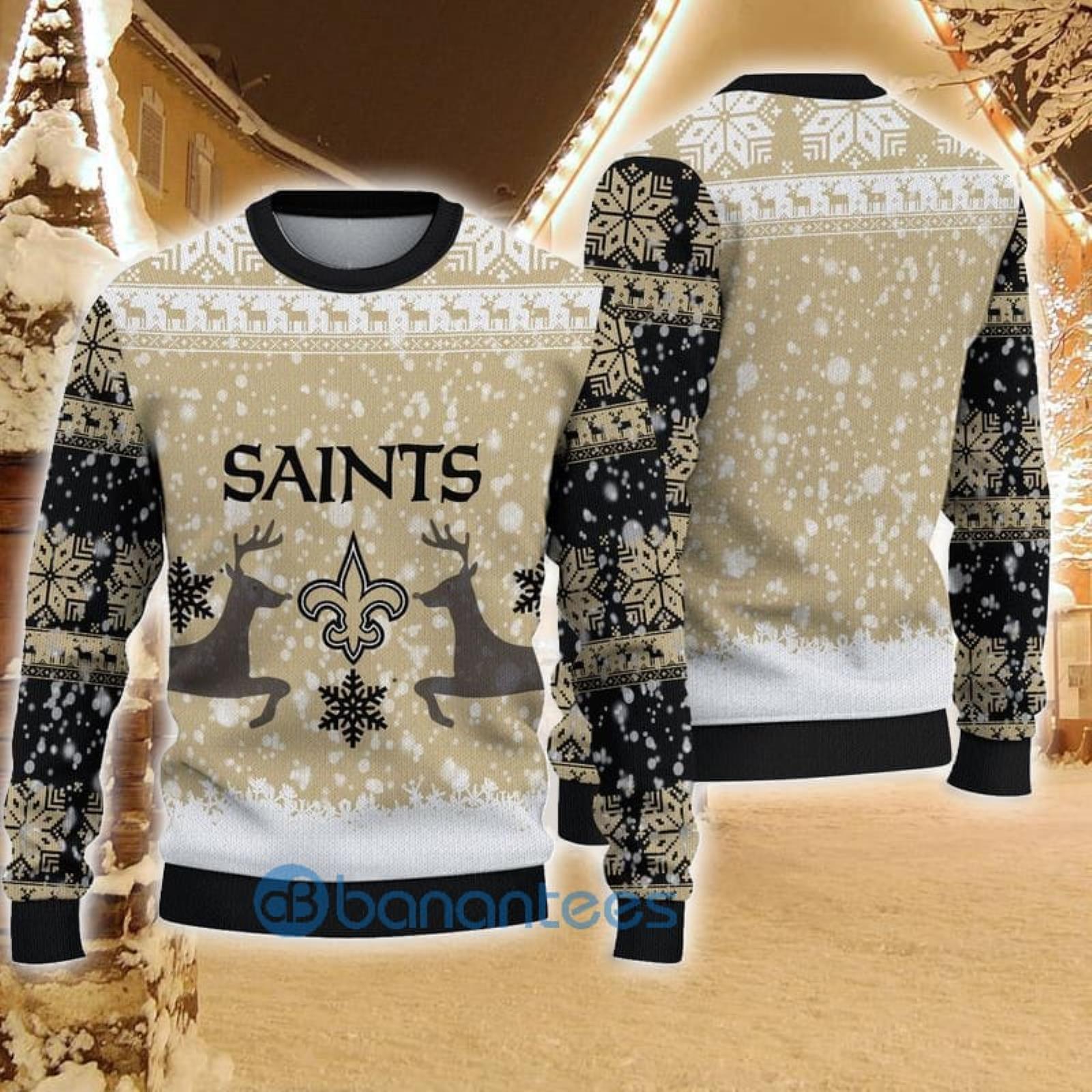 New Orleans Saints Christmas Reindeer Pattern Ugly Sweater For Men