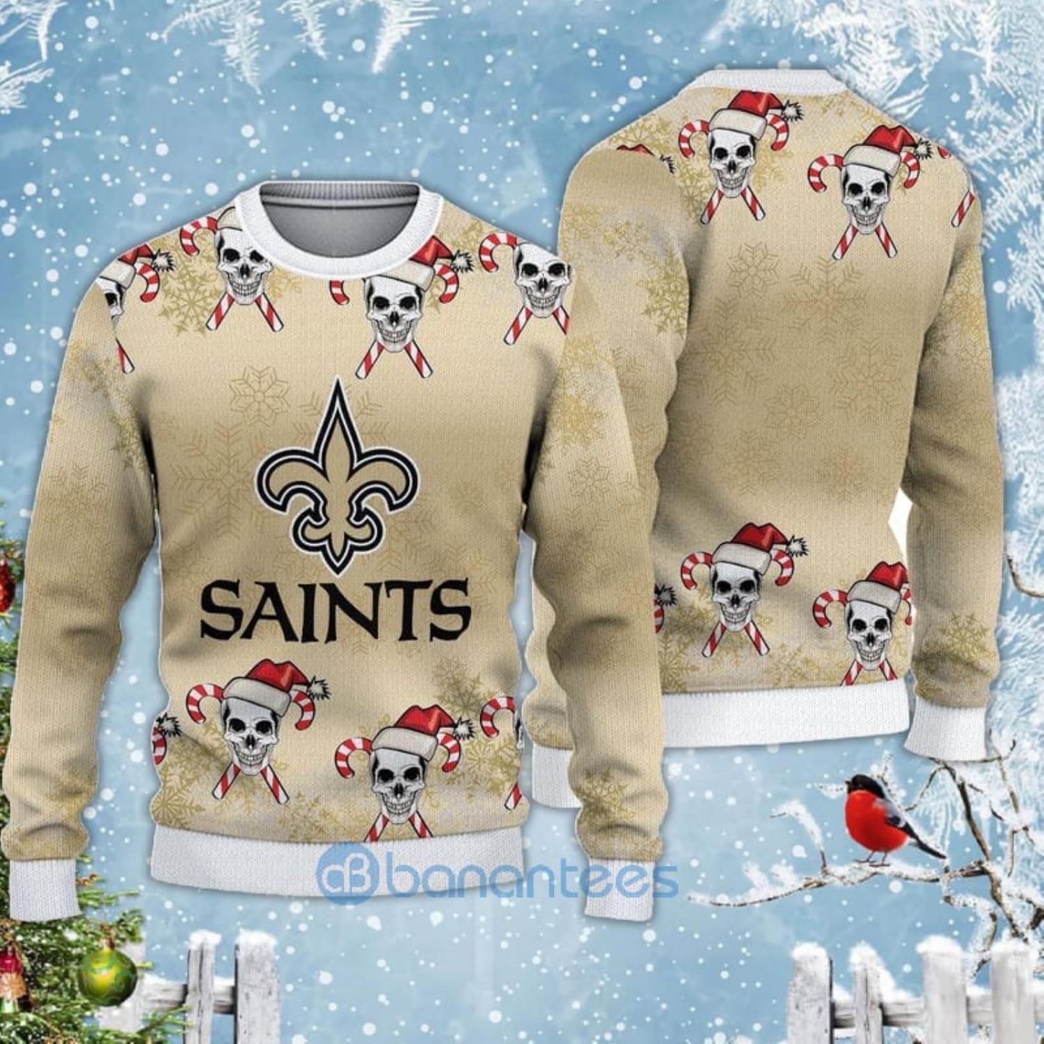 New Orleans Saints Skull Pattern Ugly Christmas Sweater - Banantees