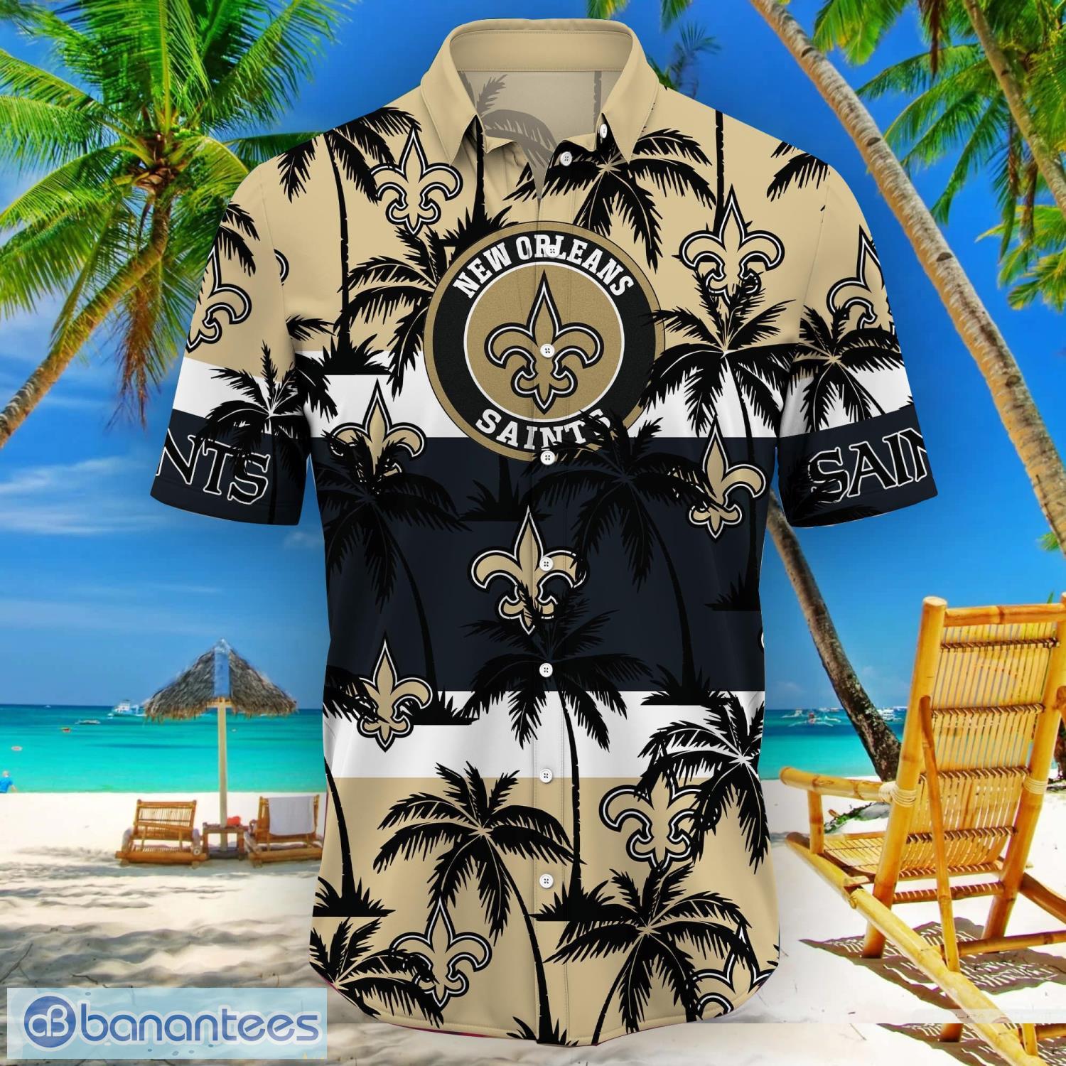 New Orleans Saints Button-Down Shirts Hawaiian Beach Shirts Casual