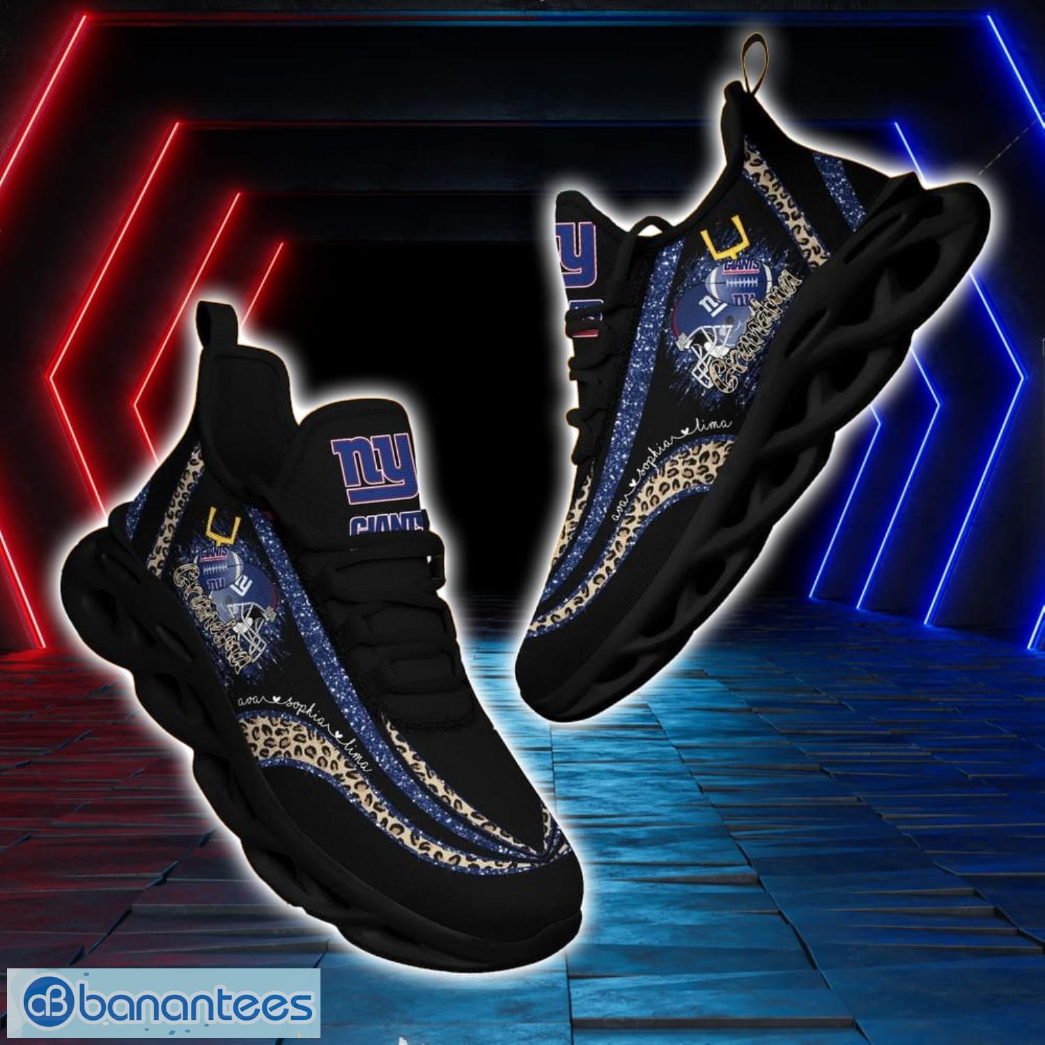 New York Giants NFL Max Soul Shoes Custom Name Leopard Prints Running Shoes For NFL Fans Product Photo 2