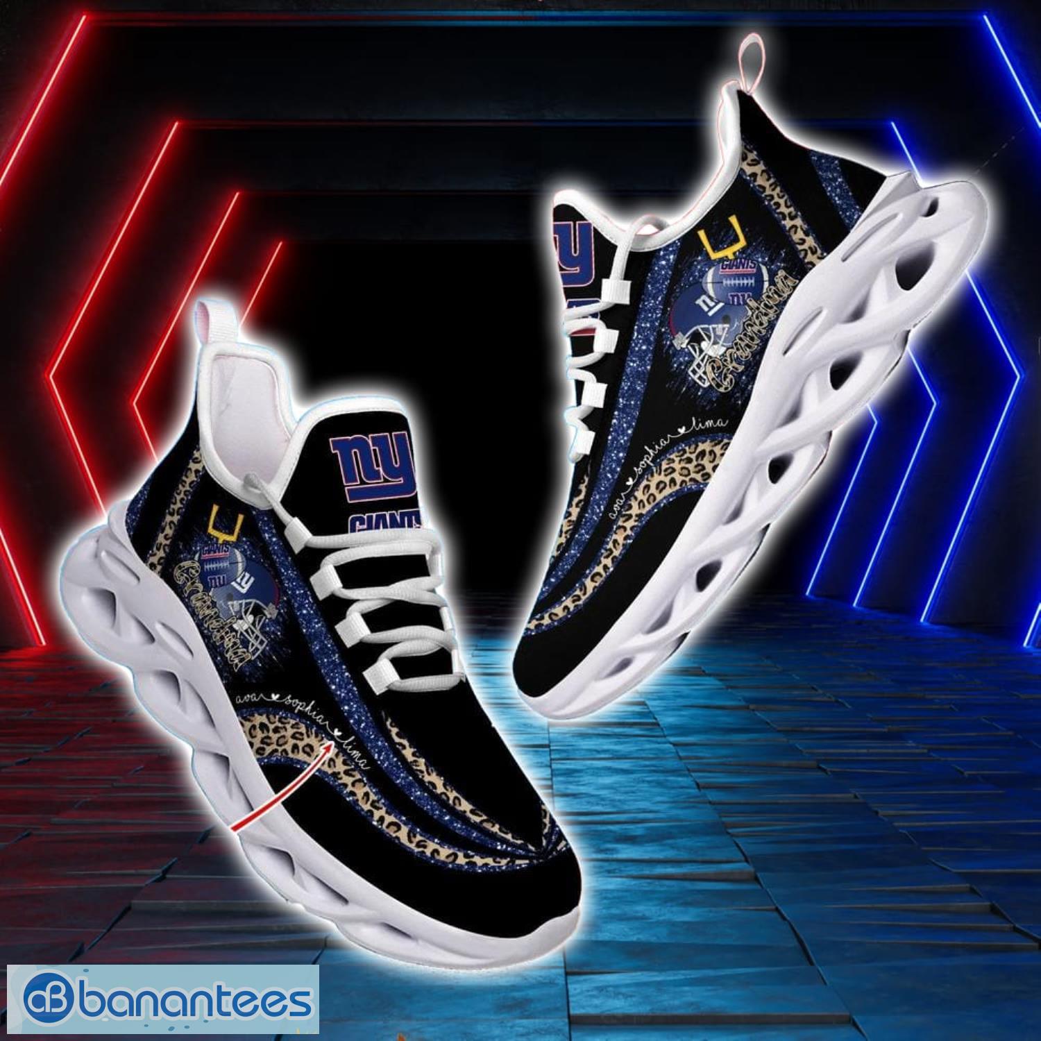 New York Giants NFL Max Soul Shoes Custom Name Leopard Prints Running Shoes For NFL Fans Product Photo 1