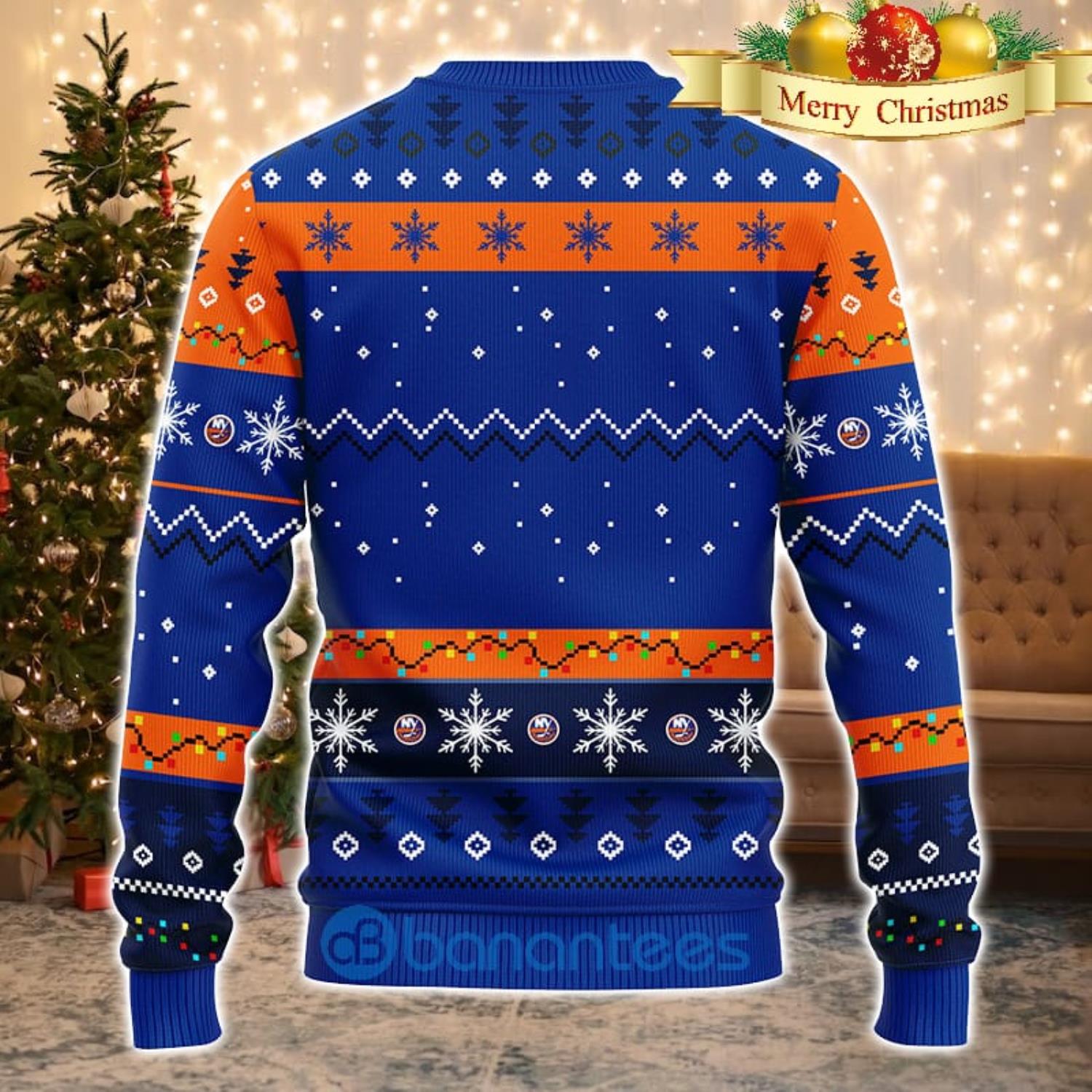 New York Islanders NHL Team HoHoHo Mickey Funny Men And Women Christmas Gift 3D Ugly Christmas Sweater Product Photo 1